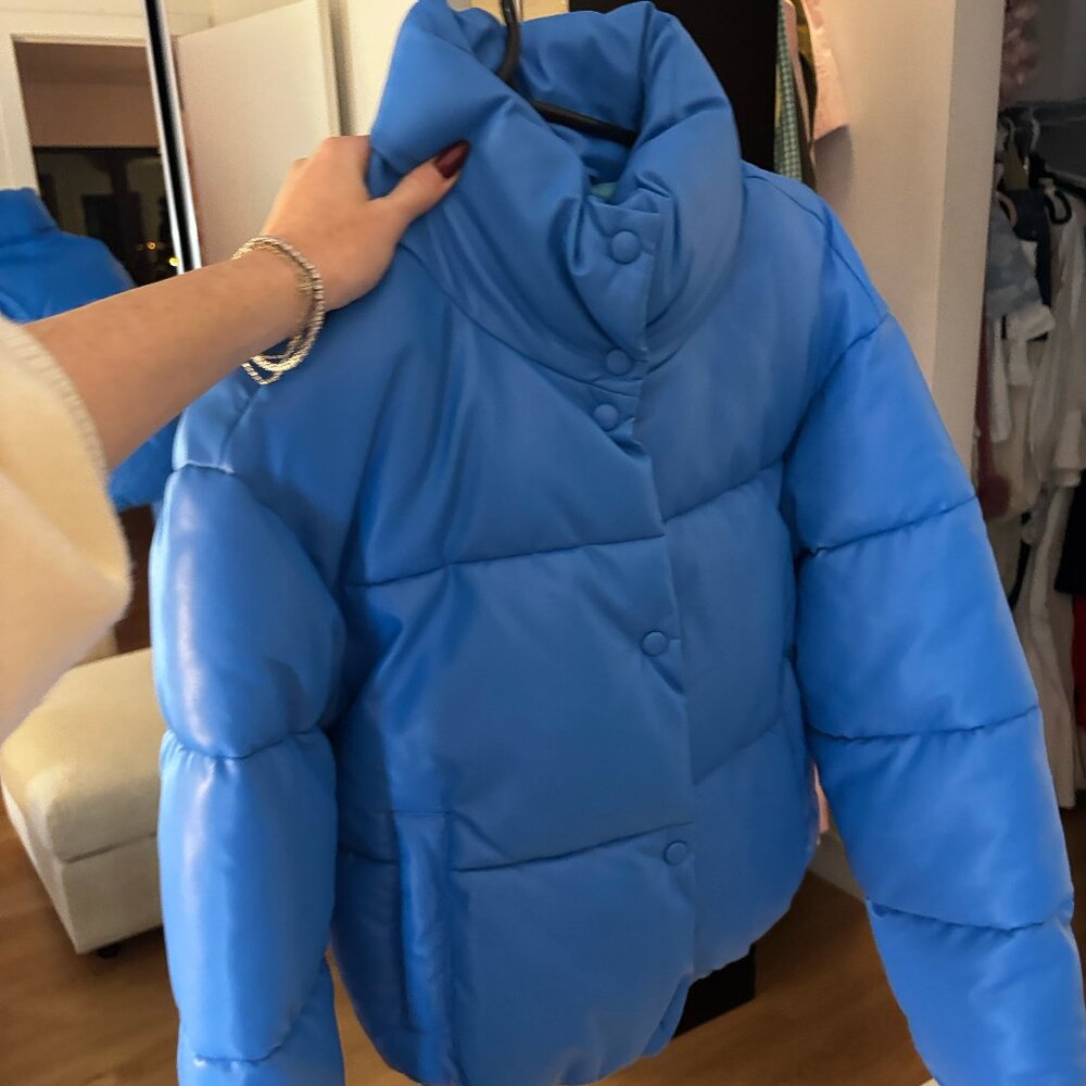 puffer PU bleu